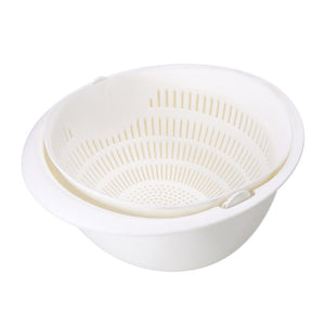 Kitchen Drain Basket Bowl Rice Washing Vegetable Fruit Double Drain Basket Tool