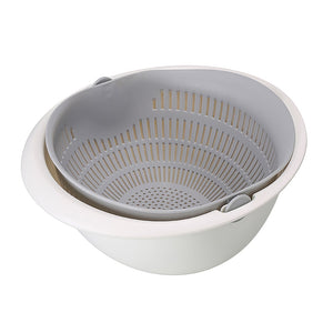 Kitchen Drain Basket Bowl Rice Washing Vegetable Fruit Double Drain Basket Tool