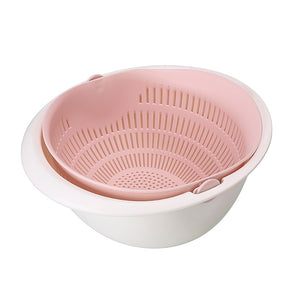 Kitchen Drain Basket Bowl Rice Washing Vegetable Fruit Double Drain Basket Tool