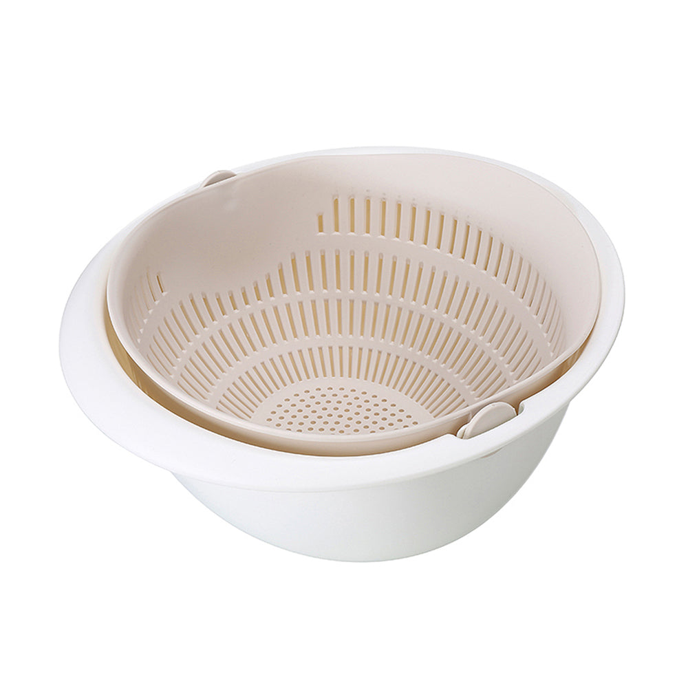 Kitchen Drain Basket Bowl Rice Washing Vegetable Fruit Double Drain Basket Tool