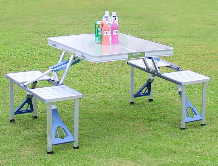 Aluminium Alloy Outdoor Camping Picnic Table Integrated Folding Table and Chair