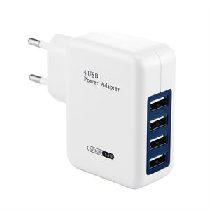 EU US Plug 4 Ports USB 5V 3.1A Charger Adapter Travel USB Smart Charger